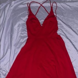 red skater dress
